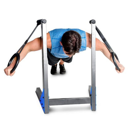Fuel Pureformance Dip Station | Bodyweight Training | Multiple Options - color: Black/Blue - Deluxe Dip Station w/O-Rings