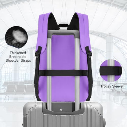Goloni Lightweight Laptop Backpack 1.1Lbs, 26L Wear-Resistant Water Resistant Backpack with Laptop Compartment for Men Women - color: Purple
