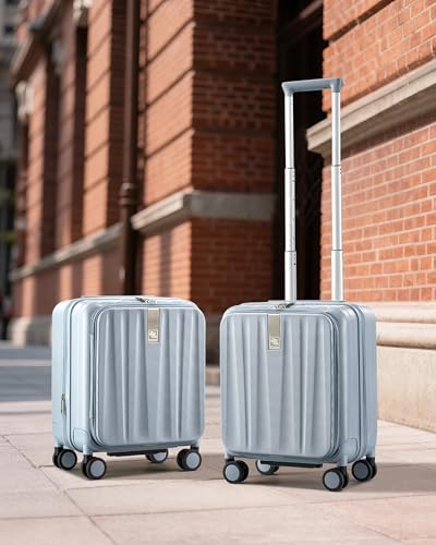 Hanke Top Opening Carry-On - Expandable 16 Inch Airline Approved Spinner | Easy-access top opening,360° spinner wheels,lightweight expandable hardshell, fits overhead bins,for overnight business trips - color: Grey, size: 16 Inch Expandable