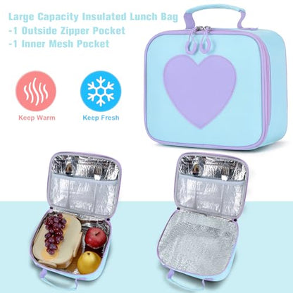 ACESAK Backpack for Girls - Bookbag Backpacks Schoolbag for Girls Kids Teen Women Casual Travel Daypacks - School Bag Elementary Middle School College Cute Backpack with Lunch Box (Blue Purple) - color: Blue Purple