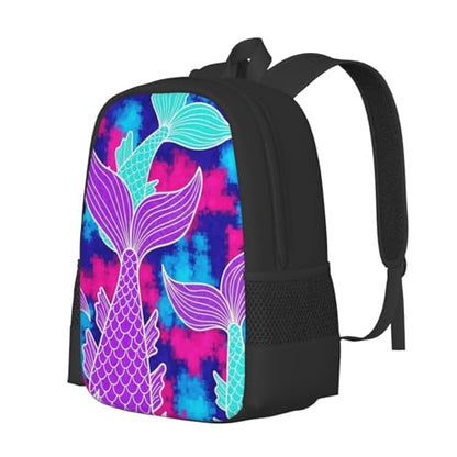 Slim Anti Theft Laptop Backpack Mermaid Tail Purple, Large Volume Travel Daypack Durable Polyester Carry Bag for Office Business Outdoor Trekking - color: Design (873)