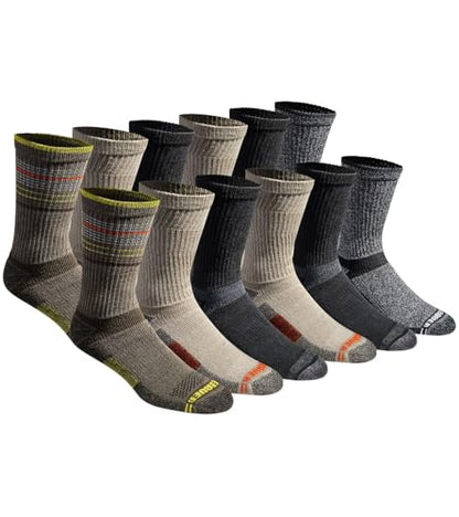 Eddie Bauer Men's Dura Dri Moisture Control Crew Socks (6 & 12 Packs) - color: Olive Assorted (12 Pairs)