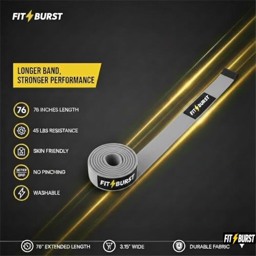 Premium 76 Inch Extended Length Resistance Band - 120 lbs Heavy Duty Fabric Exercise Band for Vertical Jump Training, Basketball & Full Body Workout - Non-Slip Long Stretch Band for Tall Athletes - color: Gray