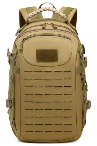 Heavy duty zipper military backpack Outdoor Tactical Backpack，Nylon canvas Knapsack，hiking camping travel Backpack， 3-day backpack，water resistantt (01#khaki) - color: 01#khaki