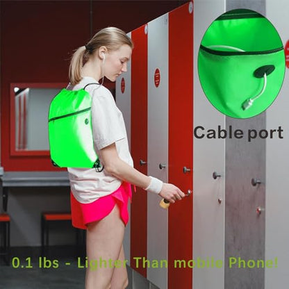 CODOBON Gym Drawstring Backpack with Zipper Pocket - Durable Cinch Sack for Swimming, Sports & Travel - Bulk Drawstring Bags for Men & Women (20, Green) - color: Green