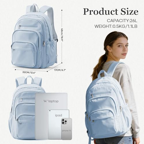 College Backpack For Women Men,Lightweight High School Bag,School Backpack With Lots Of Pockets,Cute Bookbag For Teens Boys Girls,Casual Daypack Backpack For School(Blue) - color: A4-blue