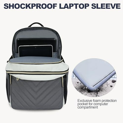 VANKEAN Laptop Backpack for Women (Beige-Grey, 15.6 Inch) - color: Beige-grey, size: 15.6 Inch