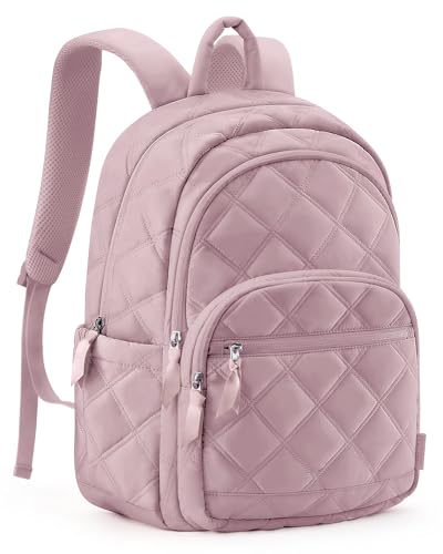 BAGSMART Travel Laptop Backpack, College Backpack for Women, Quilted Small Computer Bookbag, Water-Resistant 15.6 Inch Laptop Casual Bag, Purple - color: 10-rose Purple