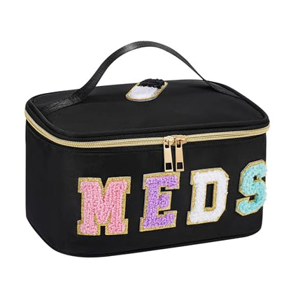 uekeboag Chenille Letter MEDS Nylon Makeup Bag(13Black) - color: 13Black