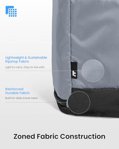 tomtoc 23L-28L Expandable Travel Backpack, Underseat Flight Approved Personal Item for Ryanair Southwest Frontier JetBlue, Lightweight Carry-on Luggage, Water-resistant Business Rucksack Weekender Bag - color: Silver Gray