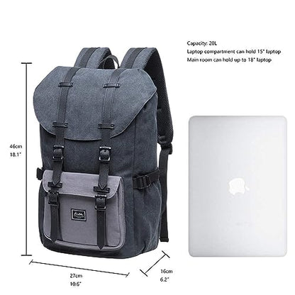 KAUKKO Laptop Outdoor Backpack Traveling Daypack Hiking Rucksack Large Capacity Bag Fits 15.6" (E5-1BG-NEW) - color: 5-1-blackgrey-new