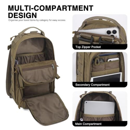 Mardingtop Small Tactical Backpack,Molle Military Rucksack Daypack for Hiking Traveling,15L Sling bag，Crossbody Bag for men - color: Wolf Brown-15l