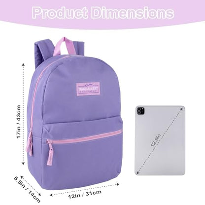 Trail maker Classic 17 inch Backpacks with Adjustable Padded Straps | School Backpacks for Girls, Boys (Purple) - color: Purple