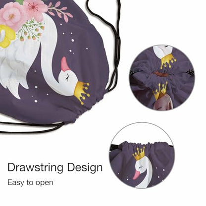 Be The Queen Drawstring Bags Beautiful White Romantic Dreaming Swan Princess Draw String Back Bag Men Women - color: Be the Queen