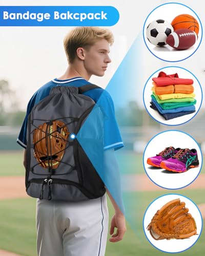 BROTOU Soccer Bags, Football Backpack, Volleyball Bag, Drawstring Soccer Backpack with Ball and Shoe Compartment - color: Dark Gray