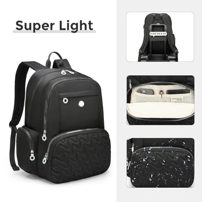 Swissdigital Design Women's Laptop Backpack, 15.6 Inch Slim Commuter Bag with RFID Protection & USB-C Charging Port - Lightweight 20L College Bookbag for Travel & Work, Black (SD1711-01) - color: Black