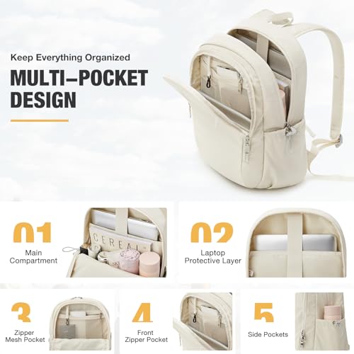 G4Free 15L Hiking Backpack, Bookbag for Students, Lightweight Water Resistant Daypack for Travel School College Women Men (Beige) - color: Beige