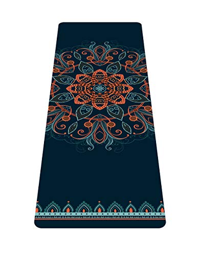 nuveti Printed Travel Yoga Mat-1/16 Inch Thick Non Slip Fitness Workout Mat with Carrying Bag, Foldable Lightweight Suede & Natural Rubber Yoga Mat for Yoga Pilates and Fitness 72" L x 24" W x 1.5mm - color: ShenHai