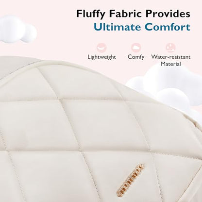 mommore Diaper Bag Backpack, Small Diaper Backpack for Travel, Drawstring Puffer Diaper Bag, Lightweight Quilted Baby Bag with Stroller Straps, Changing Pad - color: Drawstring-beige