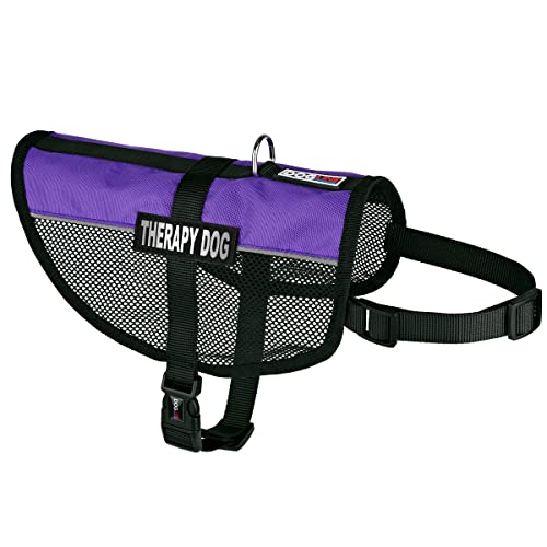 Dogline MaxAire Multi-Purpose Mesh Vest for Dogs and 2 Removable Therapy Dog Patches, Medium, Purple - color: Purple, size: Girth 17 by 21"