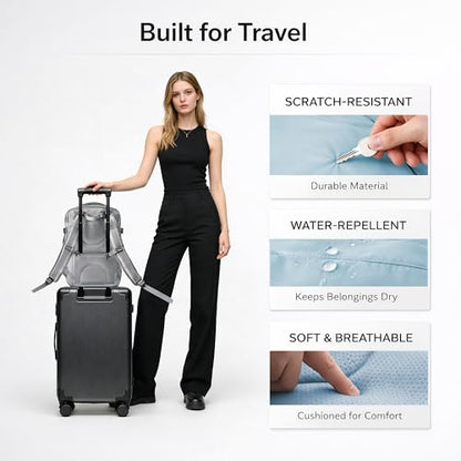 Travel Backpack, Expandable Large Capacity Business Work, Water Repellent Carry On Daypack with USB Charging Port, Fit 17 Inch Laptop, Bag for Men and Women, Sky Blue - color: Sky Blue
