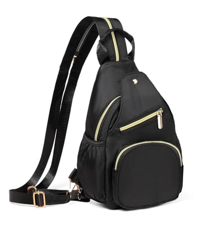 Xsecnua Small Crossbody Bag Convertible Mini Backpack for Women, Cross Body Sling Bag Sling Backpack for Travel Daypack - color: Z Black