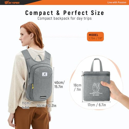 SKYSPER Small Hiking Backpack 10L Packable Lightweight Back Pack Foldable Travel Daypack for Women Men | Packable