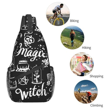 Witch Witchcraft Magic Pattern Outdoor Crossbody Shoulder Bag For Unisex Young Adult Hiking Bicycling - color: 17
