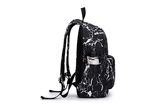 Kinmac Water Resistant Laptop Travel Outdoor Backpack with USB Charging Port for 13 inch 14 inch and 15.6 inch Laptop (Black Marble) - color: Black Marble