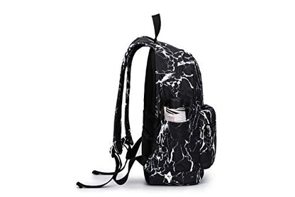 Kinmac Water Resistant Laptop Travel Outdoor Backpack with USB Charging Port for 13 inch 14 inch and 15.6 inch Laptop (Black Marble) - color: Black Marble