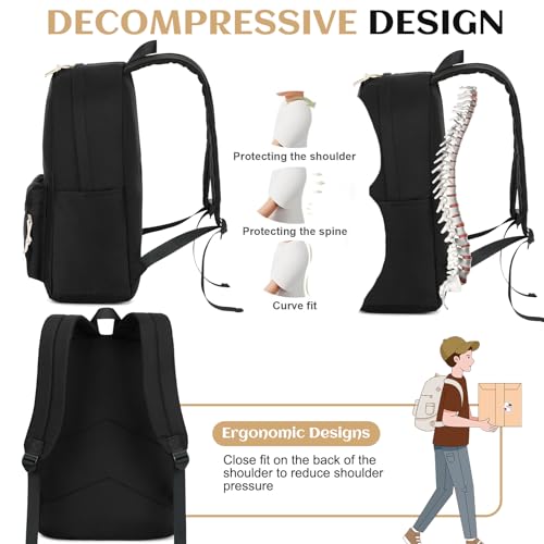 Bluboon School Backpack for Teen Girls Women Laptop Backpack College Bookbags Middle School Travel Work Commuter Back Pack - color: Black 12