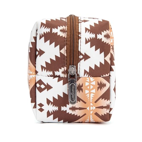 Montana West X Wrangler Travel Makeup Bag Waterproof Cosmetic Bag Portable Makeup Pouch for Women Large Toiletry Bag - color: Coffee