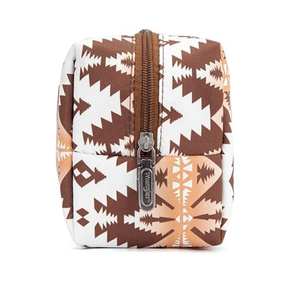 Montana West X Wrangler Travel Makeup Bag Waterproof Cosmetic Bag Portable Makeup Pouch for Women Large Toiletry Bag - color: Coffee