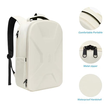 MOSISO 15.6-16 inch 35L Laptop Backpack with USB Charging Port for Women Men, Waterproof Hardshell Travel Business Computer Bag, Anti-Theft Daypack with Luggage Strap, Beige - color: Beige