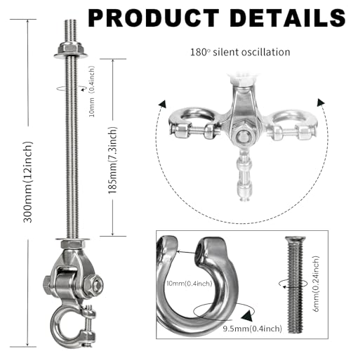 Heavy Duty Swing Hanger with 180°Rotation 1500LB | 2-Pack Stainless steel Bearing Silent Capacity for Sandbag Yoga Swing Hammock Chair