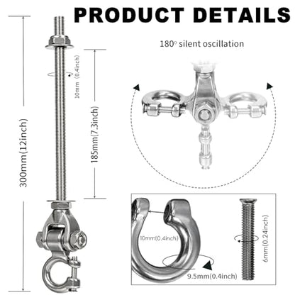 Heavy Duty Swing Hanger with 180°Rotation 1500LB | 2-Pack Stainless steel Bearing Silent Capacity for Sandbag Yoga Swing Hammock Chair