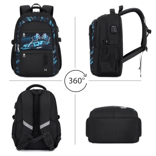 ACESAK Boys Backpack - 3PCS Cool Luminous Backpack for Boys School Backpacks for Kids Kindergarten Elementary Preschool Middle School Bags with Lunch Box Pencil Case Set (Blue Car) - color: Blue Car