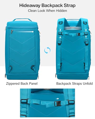 Hanke Gym Bag for Men Women, Expandable 45L-55L Large Capacity Travel Duffle Bag, 3-in-1 Weekender Backpack with Shoe Compartment & Wet Pocket, Durable Water-Resistant, Caribbean Blue - color: Caribbean Blue