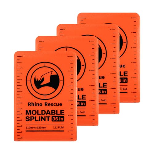 RHINO RESCUE First Aid Splint 36" X 4.3" Orange-Gray, Keep Bones in Position (4, Folded) - color: Orange