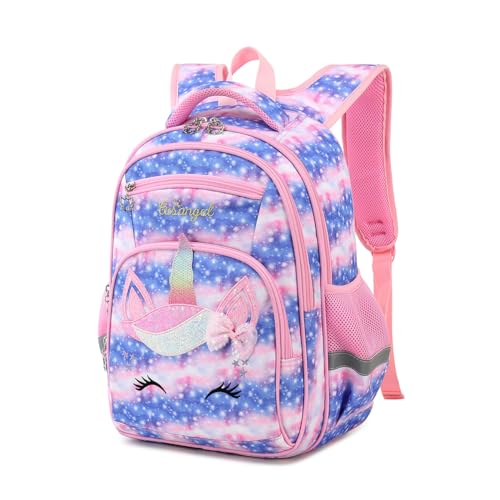 Cusangel Backpack for Girls Boys School Bookbags Kindergarten Elementary Lightweight Waterproof Multifunctional Large Capacity for Backpack (16 inch Sky Unicorn Fun Prints) | SKy Unicorn Elementary lightweight Waterproof Large Backpack with chest buckle 6