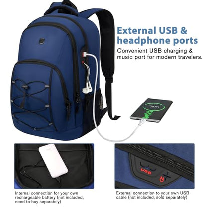 Goloni Laptop Backpack for Men Women, 17 Inch Travel Backpack with USB Charging Port, Water Resistant Lightweight Backpack with Compartments, 30L Casual Daypack,Blue - color: Blue