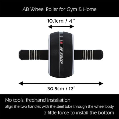 AB Wheel Roller, Exercise Abdominal Wheel Fitness for Gym & Home, Work-out Strength-Training Equipment with Knee Pad - color: Black