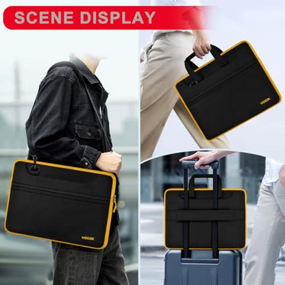 Hseok Laptop Shoulder Bag 15.6-16 inch Case,Water-Resistant Shockproof Computer Handbag with Small Case Compatible with MacBook Pro/Neo 16",Mac Air 15 M5, XPS 15/16 and most 15.6-16 PC,Black-yellow - color: Black-yellow, size: 15.6-16"