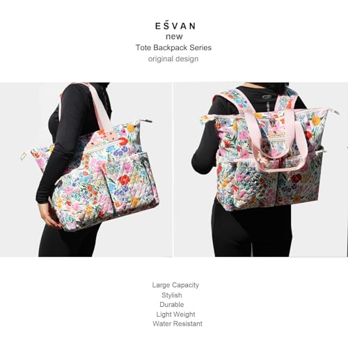 ESVAN Diaper Tote Bag Totepack Backpack 2 in 1 for Women Multifunctional Large Capacity with Insulated Pockets Travel | Multifunctional - color: A