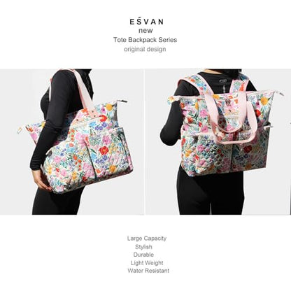 ESVAN Diaper Tote Bag Totepack Backpack 2 in 1 for Women Multifunctional Large Capacity with Insulated Pockets Travel | Multifunctional - color: A