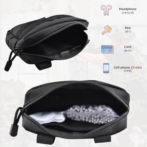 Azarxis Molle Pouches, Tactical Compact EDC Small Utility Pouch Waist Bags Sundries Storage Admin Organize Gear Gadget for Military Backpack - color: #05 Black - 4.53"x6.49"