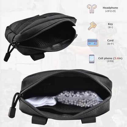 Azarxis Molle Pouches, Tactical Compact EDC Small Utility Pouch Waist Bags Sundries Storage Admin Organize Gear Gadget for Military Backpack - color: #05 Black - 4.53"x6.49"