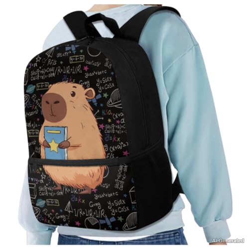 Capybara Backpack for Girls Back to School Backpack with Lunch Box Pencil Case and Water Bottle Holder 4PCS Set Girls Backpacks Ages 8-10 Large Capacity School Supplies - color: Capybara
