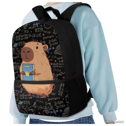 Capybara Backpack for Girls Back to School Backpack with Lunch Box Pencil Case and Water Bottle Holder 4PCS Set Girls Backpacks Ages 8-10 Large Capacity School Supplies - color: Capybara