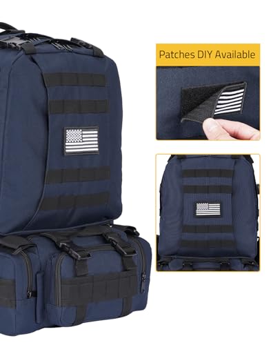 CVLIFE Tactical Backpack Military Army Rucksack 60L Large Assault Pack Detachable Molle Bag, Blue - color: Blue